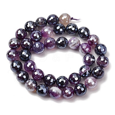 Electroplated Natural Agate Beads Strands G-B191-A07-10mm-10-1