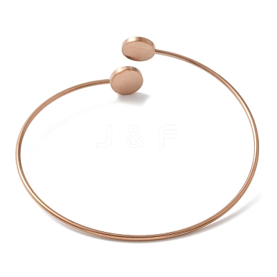 Ion Plating(IP) 304 Stainless Steel Cuff Blank Bangle Bases with Round Tray STAS-Z088-03B-RG-1