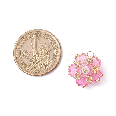 Handmade Glass Seed Beaded Sakura Pendants PALLOY-MZ00763-02-1