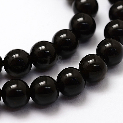 Natural Golden Sheen Obsidian Beads Strands X-G-F364-08-8mm-1