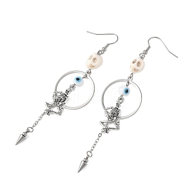 Halloween Alloy & Synthetic Turquoise & Lampwork Dangle Earrings EJEW-TA00820-1
