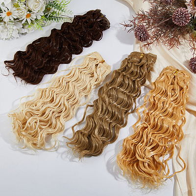 4Pcs 4 Colors High Temperature Fiber Long Instant Noodle Curly Hairstyle Doll Wig Hair DOLL-DC0001-03-1