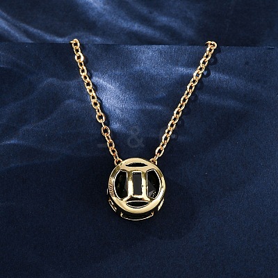 Brass Pave Cubic Zirconia Birth Stone Constellation Pendant Cable Chain Necklaces NJEW-D334-01G-11-1