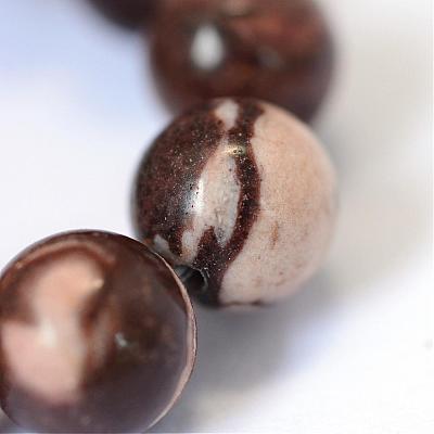 Natural Zebra Jasper Round Bead Strands G-E334-8mm-12-1