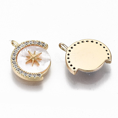 Brass Micro Pave Clear Cubic Zirconia Charms X-KK-T062-30G-NF-1