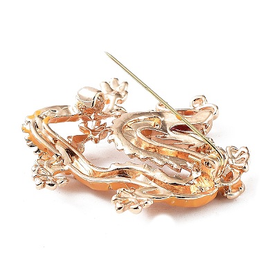 Dragon Alloy Rhinestone Brooches JEWB-K018-12KCG-1