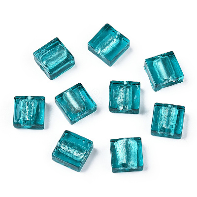 Handmade Silver Foil Lampwork Beads X-FOIL-S006-12x12mm-04-1