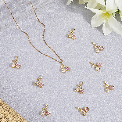 10Pcs Brass Micro Pave Cubic Zirconia Charms KK-BBC0019-45-1