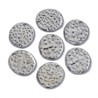 Alloy Blank Flat Round Hammered Pendants LS-PALLOY-M031-07B-1