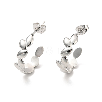 Non-Tarnish 304 Stainless Steel Leaf Wrap Stud Earring EJEW-P202-03P-1