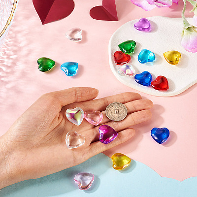 18Pcs 9 Colors Glass Heart Pendants GLAA-TA0003-29-1