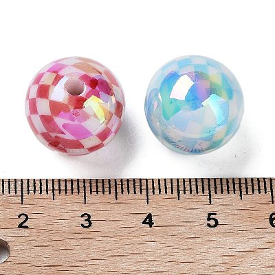UV Plating Rainbow Iridescent Acrylic Beads OACR-O008-02A-1