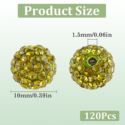 120Pcs Pave Disco Ball Beads RB-SC0001-13E-1