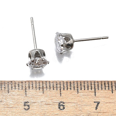 Cubic Zirconia Ear Studs X-STAS-E051-3D-1