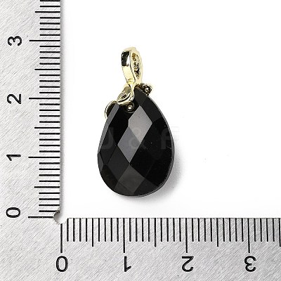 Natural Obsidian Faceted Teardrop Pendants KK-D021-03B-G-1