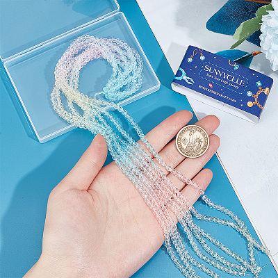 10 Strands Transparent Gradient Color Glass Beads Strands GLAA-SC0002-04A-1
