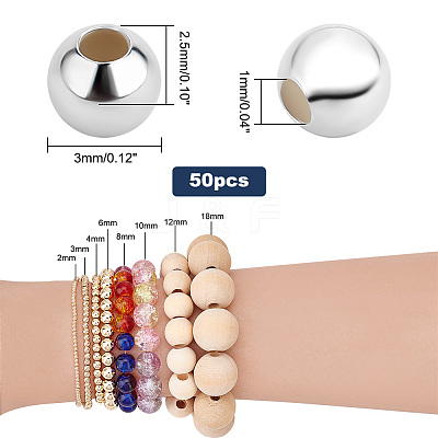 50Pcs 925 Sterling Silver Beads STER-PH0002-17-1