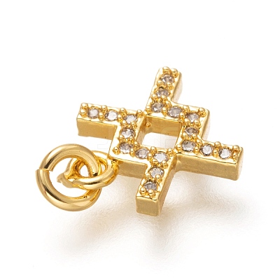 Brass Micro Pave Clear Cubic Zirconia Pendants X-ZIRC-P081-G01-RS-1
