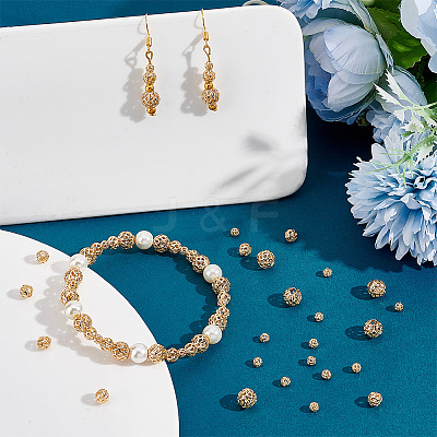 60Pcs 3 Style Brass Hollow Beads KK-PH0009-25-1