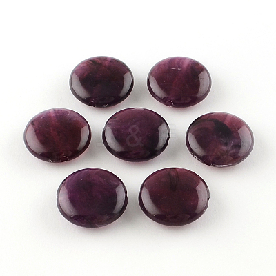 Flat Round Imitation Gemstone Acrylic Beads OACR-R051-05-1