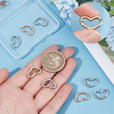10Pcs 2 Colors Brass Spring Gate Rings KK-BBC0003-88-1