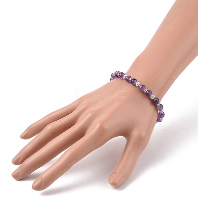 Round Natural Malaysia Jade Bead Stretch Bracelets BJEW-JB09128-1