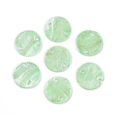 Dyed Natural Capiz Shell Disc Links Connector Charms SSHEL-WH0006-01A-6-1