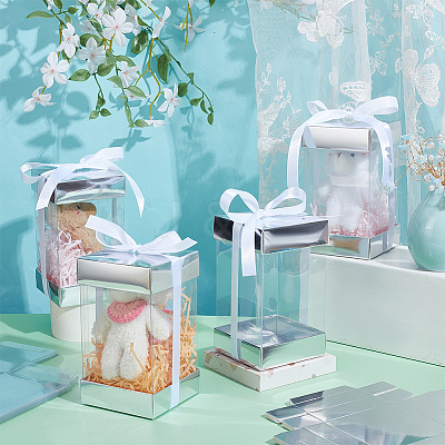 10Pcs Rectangle Clear Plastic Gift Packing Boxes with Paper Top and Bottom CON-WH0099-96A-1