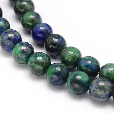 Natural Chrysocolla and Lapis Lazuli Beads Strands G-M279-08-4mm-1
