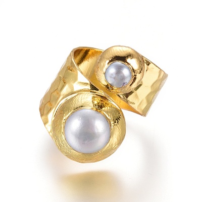 Adjustable Pearl Cuff Finger Rings RJEW-K229-H01-1