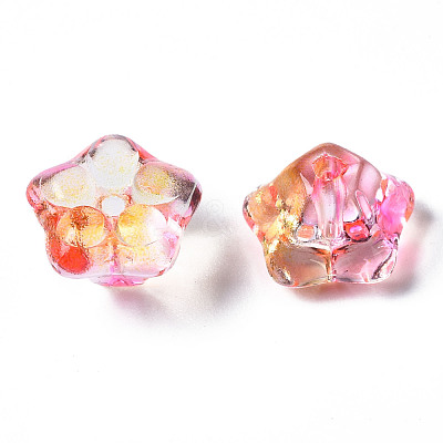 Two Tone Transparent Spray Painted Glass Beads GGLA-S054-011D-01-1