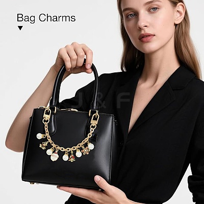 4Pcs 4 Styles Alloy Rhinestone with Acrylic Pearl Bead Charm Cable Chain Bag Decorative Chains HJEW-FS00060-02-1