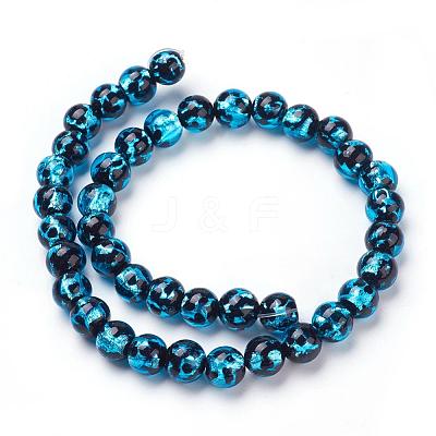 Handmade Silver Foil Lampwork Beads Strands FOIL-L016-A06-1