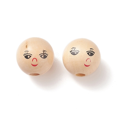 (Defective Closeout Sale: Printed Crooked and Crack) Printed Natural Wood European Beads WOOD-XCP0001-70-1