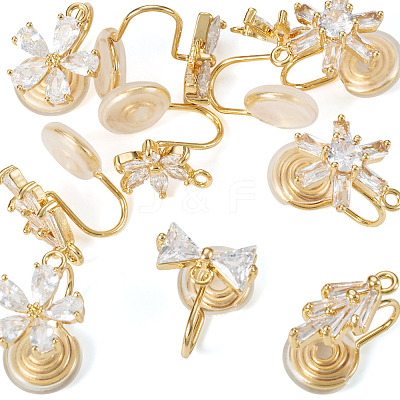 10Pcs 5 Styles Brass Micro Pave Cubic Zirconia Ear Cuff Findings KK-TA0003-23-1