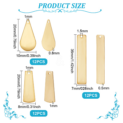 36Pcs 3 Style Brass Pendants KK-BC0011-74-1