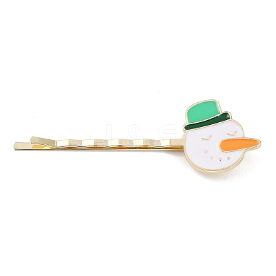 Christmas Theme Alloy Enamel Hair Bobby Pin AJEW-A056-04C-1