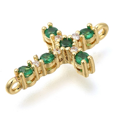 Brass Pave Cubic Zirconia Connector Charms KK-M101-03C-G01-1