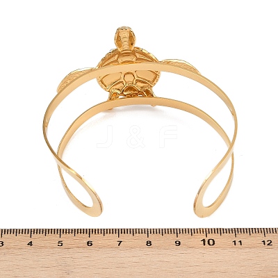 Turtle 304 Stainless Steel Enamel Cuff Bangles for Women BJEW-A049-04C-G-1
