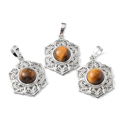 Natural & Synthetic Mixed Gemstone Pendants G-P498-02P-1