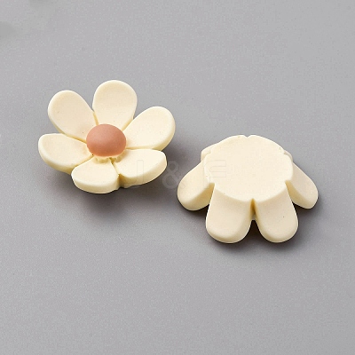 Opaque Resin Flower Cabochons LS-CRES-WH0010-053A-01-1