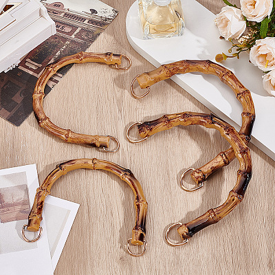 4Pcs 2 Styles Resin Imitation Bamboo Bag Handles DIY-BBC0002-90A-1