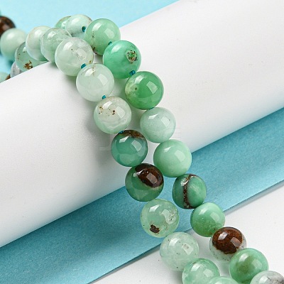 Natural Chrysoprase Beads Strands G-P503-8MM-03-1