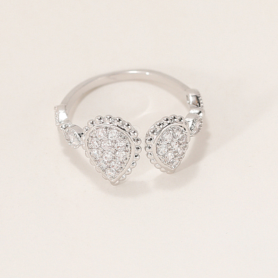 Brass Micro Pave Cubic Zirconia Cuff Open Rings for Women BQ0682-4-1