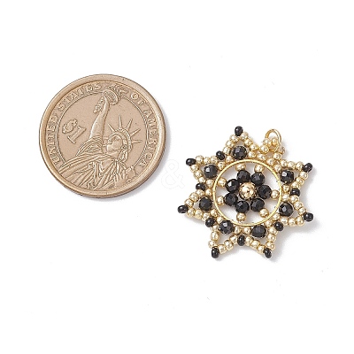 Glass Seed Beaded Snowflake Pendants PALLOY-MZ00953-01-1