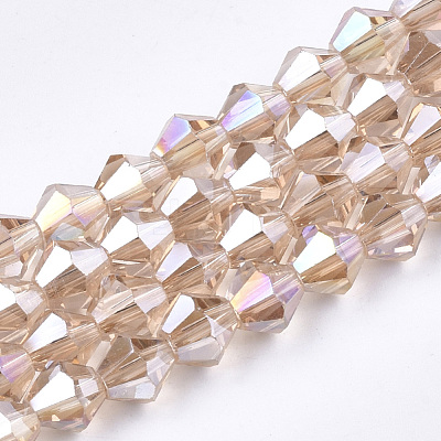 Electroplate Glass Beads Strands EGLA-Q118-6mm-B10-1