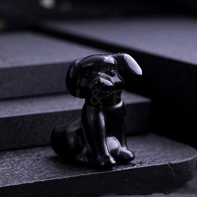 Natural Obsidian Carved Dog Statue PW-WG97821-12-1