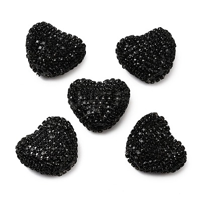 Sparkling Acrylic Heart Beads with Rhinestone Embellishment LS-OACR-NH0001-02B-08-1