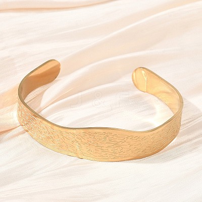 Abstract Pattern 304 Stainless Steel Cuff Bangles for Women BJEW-D466-04G-1