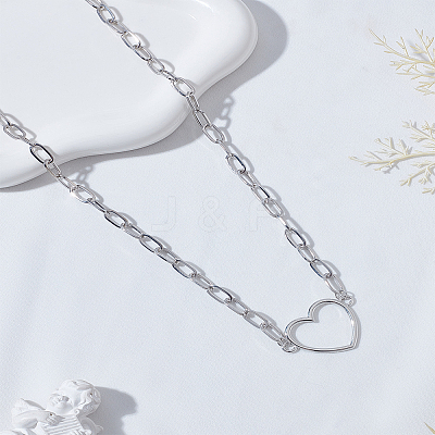1Pc Zinc Alloy Hollow Heart Pendant Necklaces NJEW-LP0009-46P-1